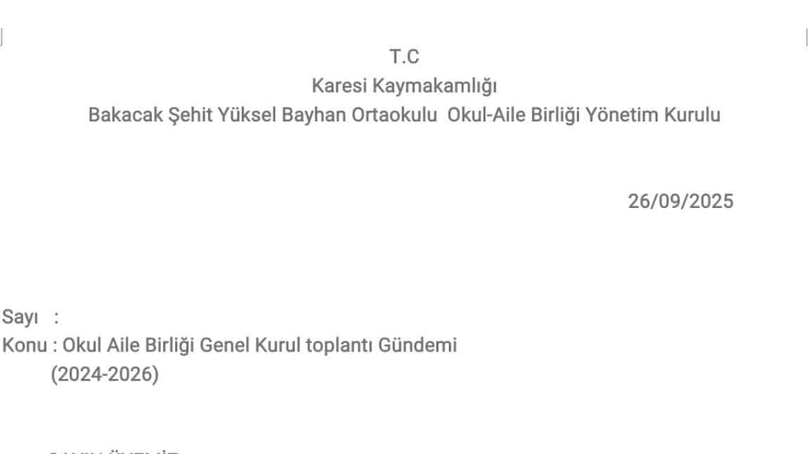Okul Aile Birliği Toplantısı 
